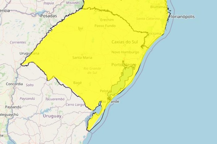 Novo alerta do Inmet põe todo o RS sob “perigo potencial” de chuva intensa e ventania