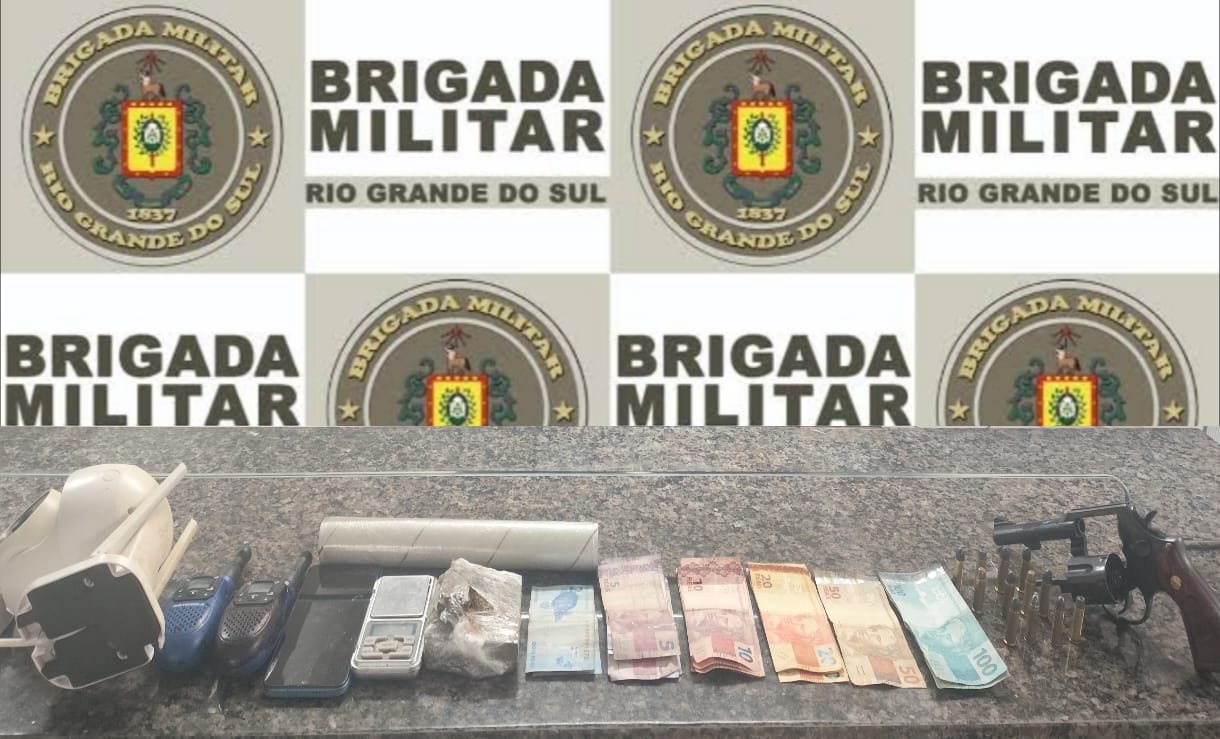 BM prende indivíduo por tráfico de entorpecentes e porte ilegal de arma de fogo em Santo Ângelo