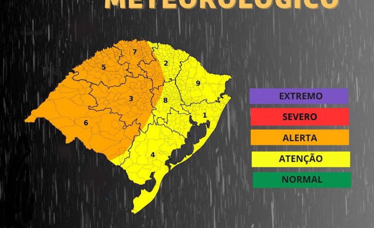Defesa Civil divulga alerta para chuva forte e temporais nesta quinta e sexta