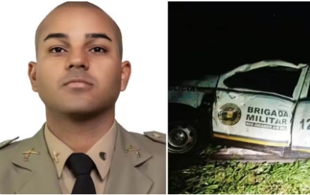 Policial militar morre após viatura sair da pista e capotar na ERS-129, em Casca
