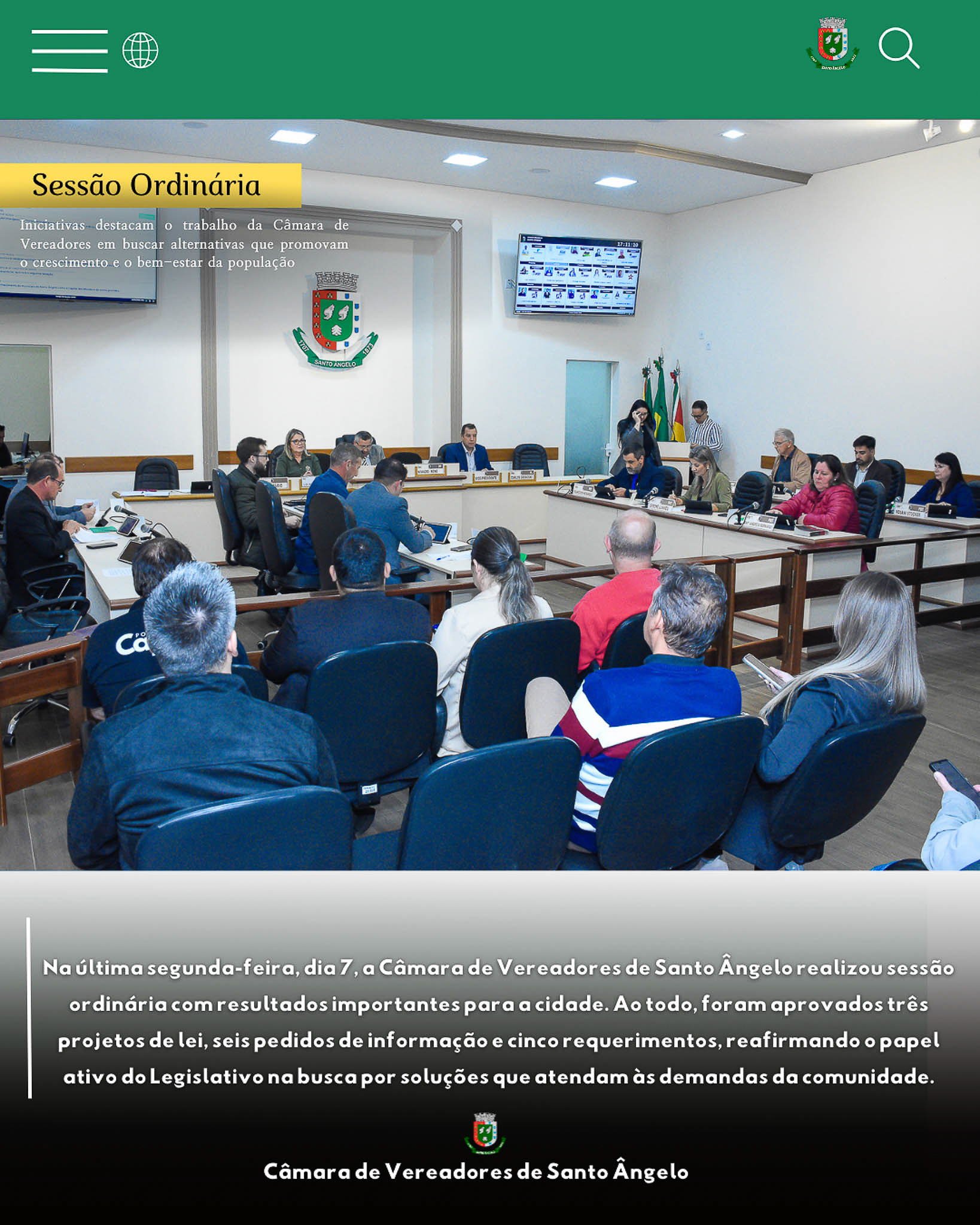 Vereadores de Santo Ângelo aprovam três projetos de lei