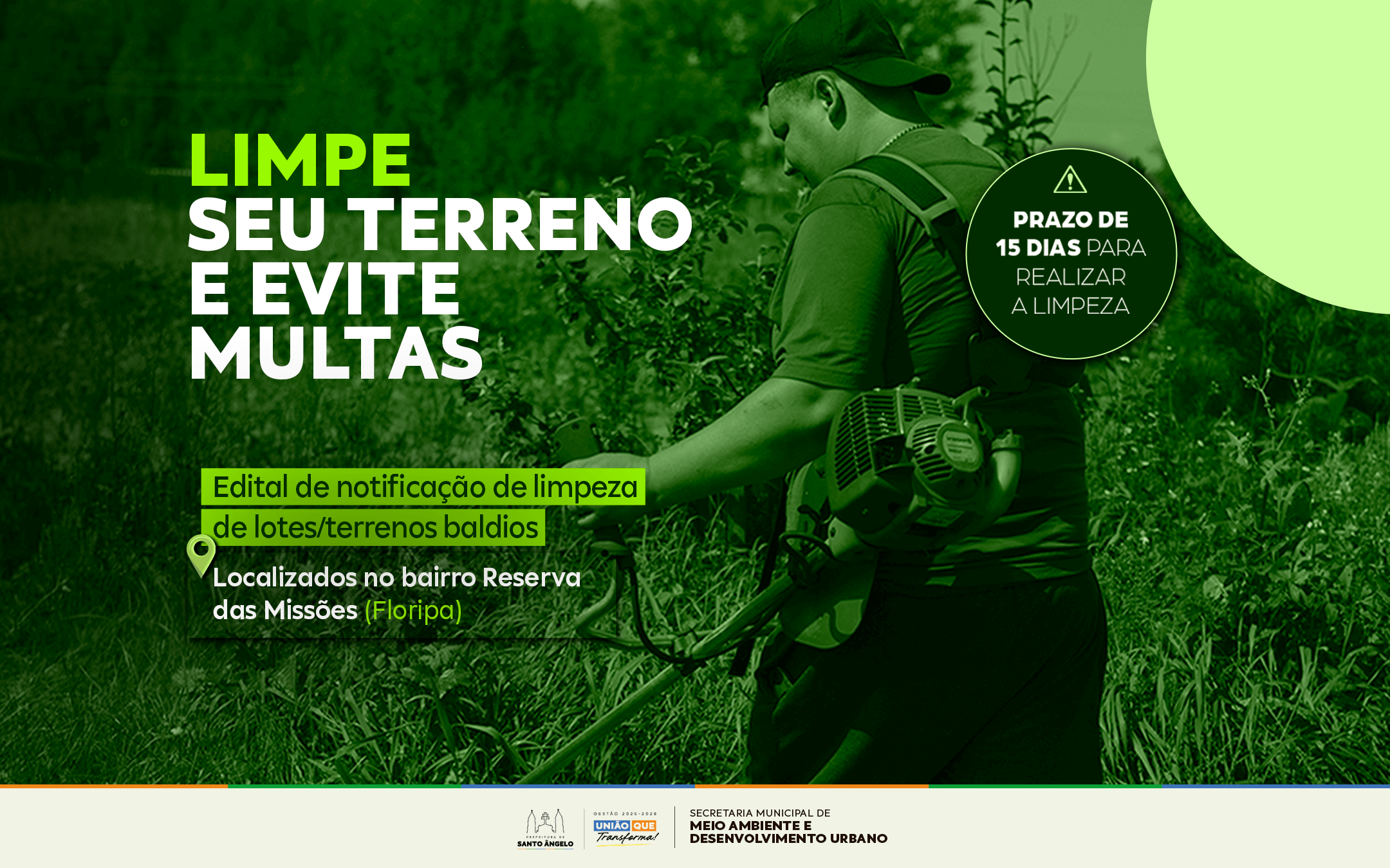 Meio Ambiente notifica proprietários para limpeza de terrenos baldios no bairro Reserva das Missões