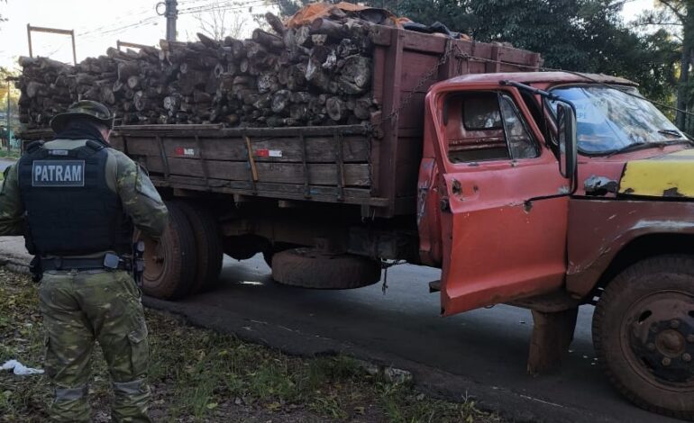 PATRAM apreende carga de lenha nativa transportada sem documentação em Santo Ângelo