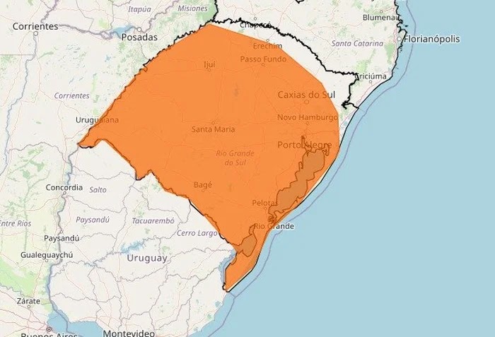 Rio Grande do Sul tem alerta de tempestade até quinta-feira