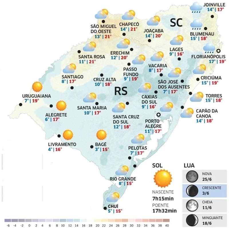 Nova massa de ar frio avança sobre o RS e temperaturas voltam a cair