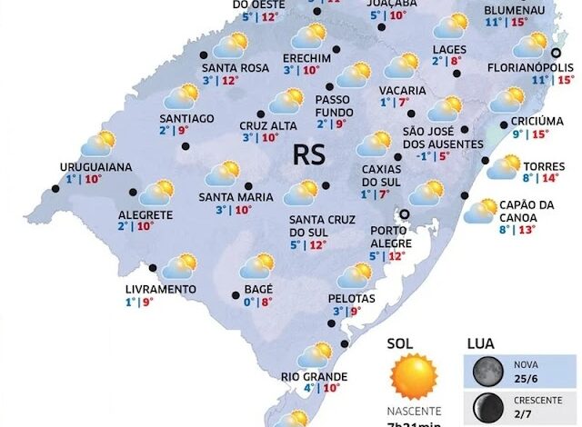 RS terá segunda-feira gelada após dias de chuva intensa