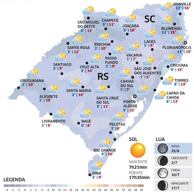 RS terá segunda-feira gelada após dias de chuva intensa
