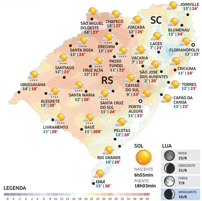 Segunda-feira marca o início da virada do tempo no RS