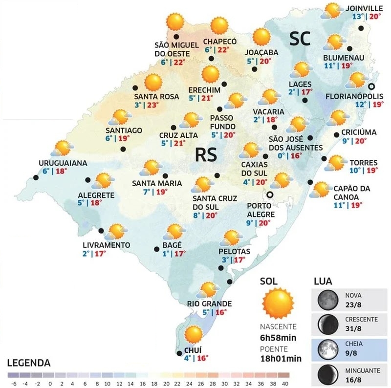 RS terá manhã fria e tarde agradável nesta sexta-feira