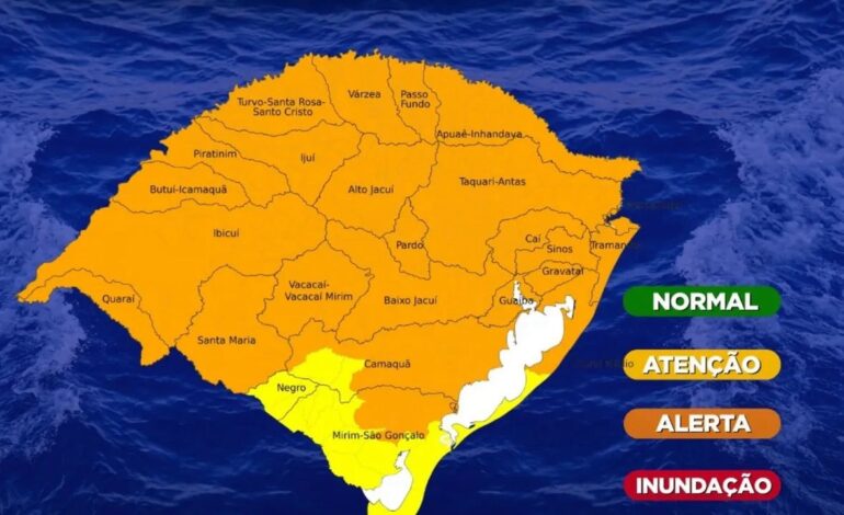 Defesa Civil alerta para risco de cheias e alagamentos no RS nos próximos dias