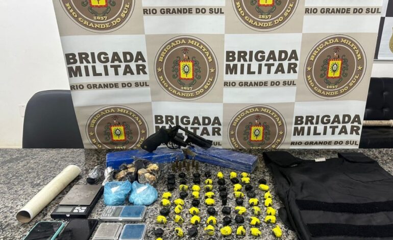 BM realiza prisão e apreensão por posse irregular de arma de fogo e tráfico de drogas