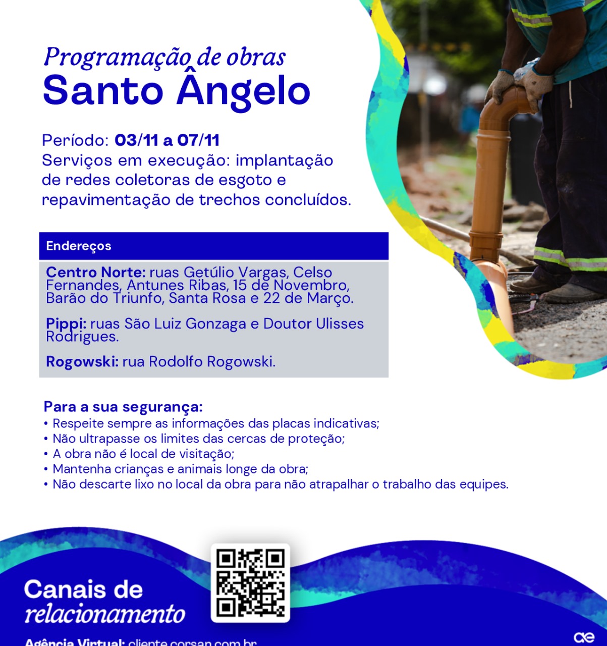 Corsan amplia rede de esgoto em Santo Ângelo e avança com obras em três bairros