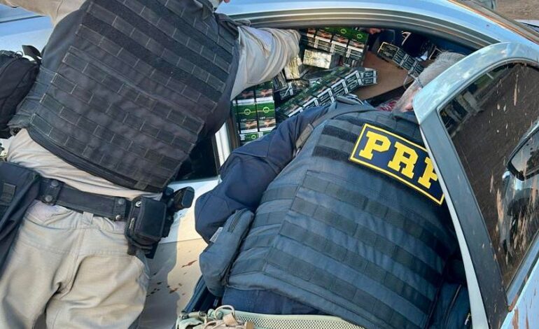 PRF e BM prendem contrabandista com 18 mil maços de cigarros em Roque Gonzales
