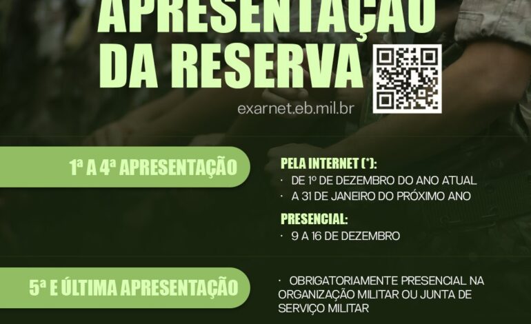 Exército abre período para Exercício de Apresentação da Reserva