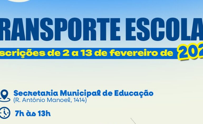 Smed abre inscrições para o Transporte Escolar 2026 a partir de fevereiro