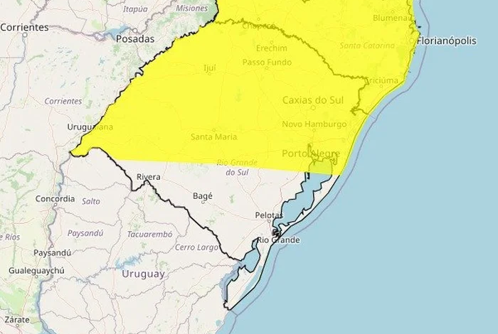Inmet indica possibilidade de vento intenso e 50mm de chuva por dia em quase todo o Estado