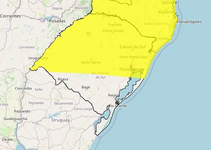 Inmet indica possibilidade de vento intenso e 50mm de chuva por dia em quase todo o Estado