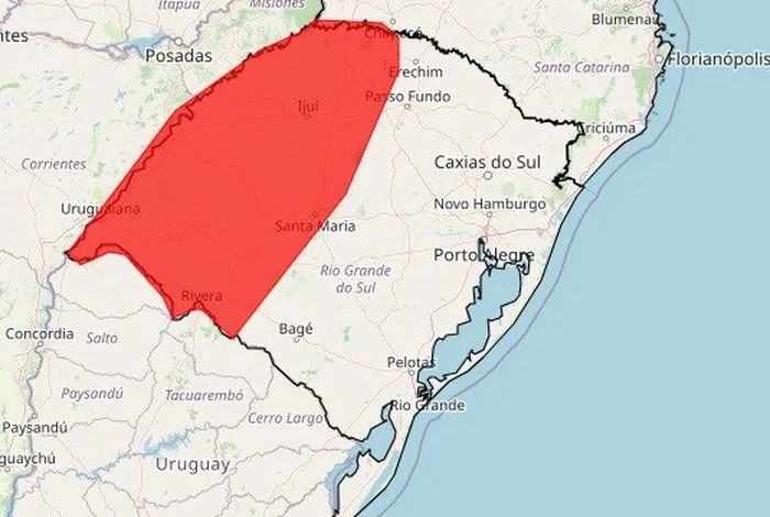 Alerta vermelho do Inmet coloca Missões e Fronteira Oeste sob risco de temporais