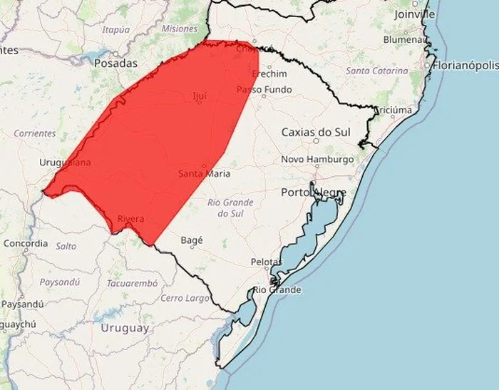 Alerta vermelho do Inmet coloca Missões e Fronteira Oeste sob risco de temporais