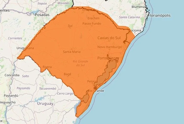 Alerta laranja prevê chuva intensa e granizo no Rio Grande do Sul