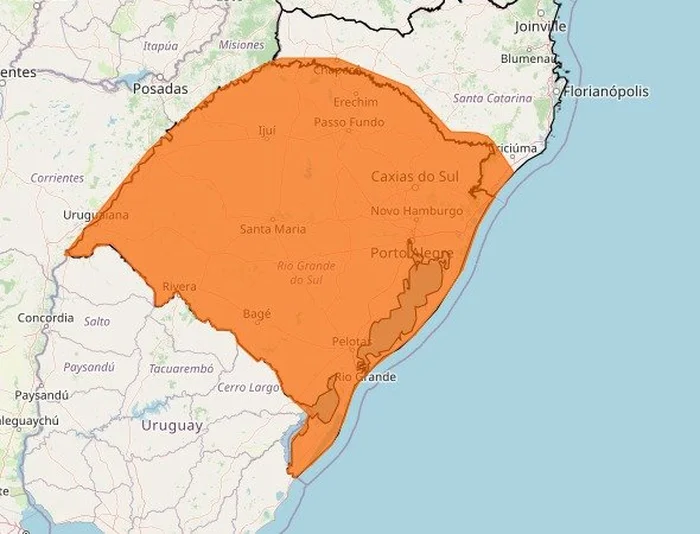 Alerta laranja prevê chuva intensa e granizo no Rio Grande do Sul