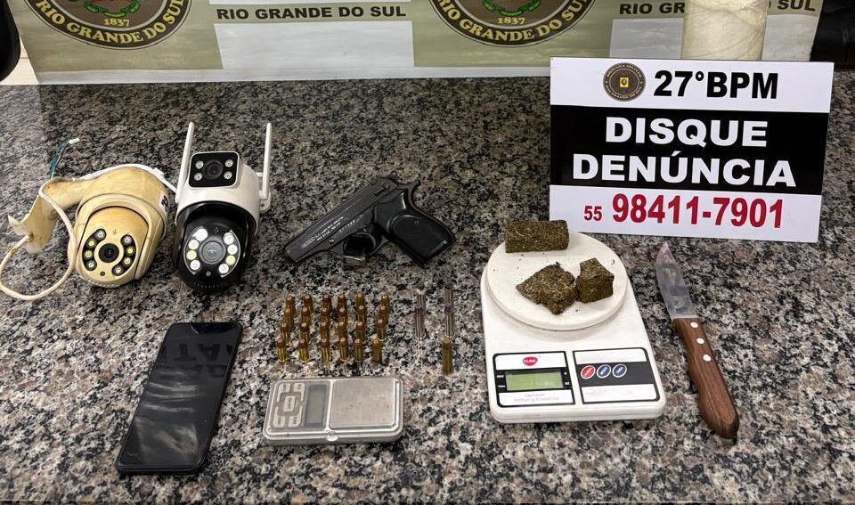 Brigada Militar prende homem por tráfico de drogas e posse ilegal de arma em Santo Ângelo