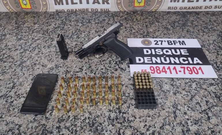 Homem é preso por posse ilegal de arma de fogo de uso restrito no bairro Boa Esperança