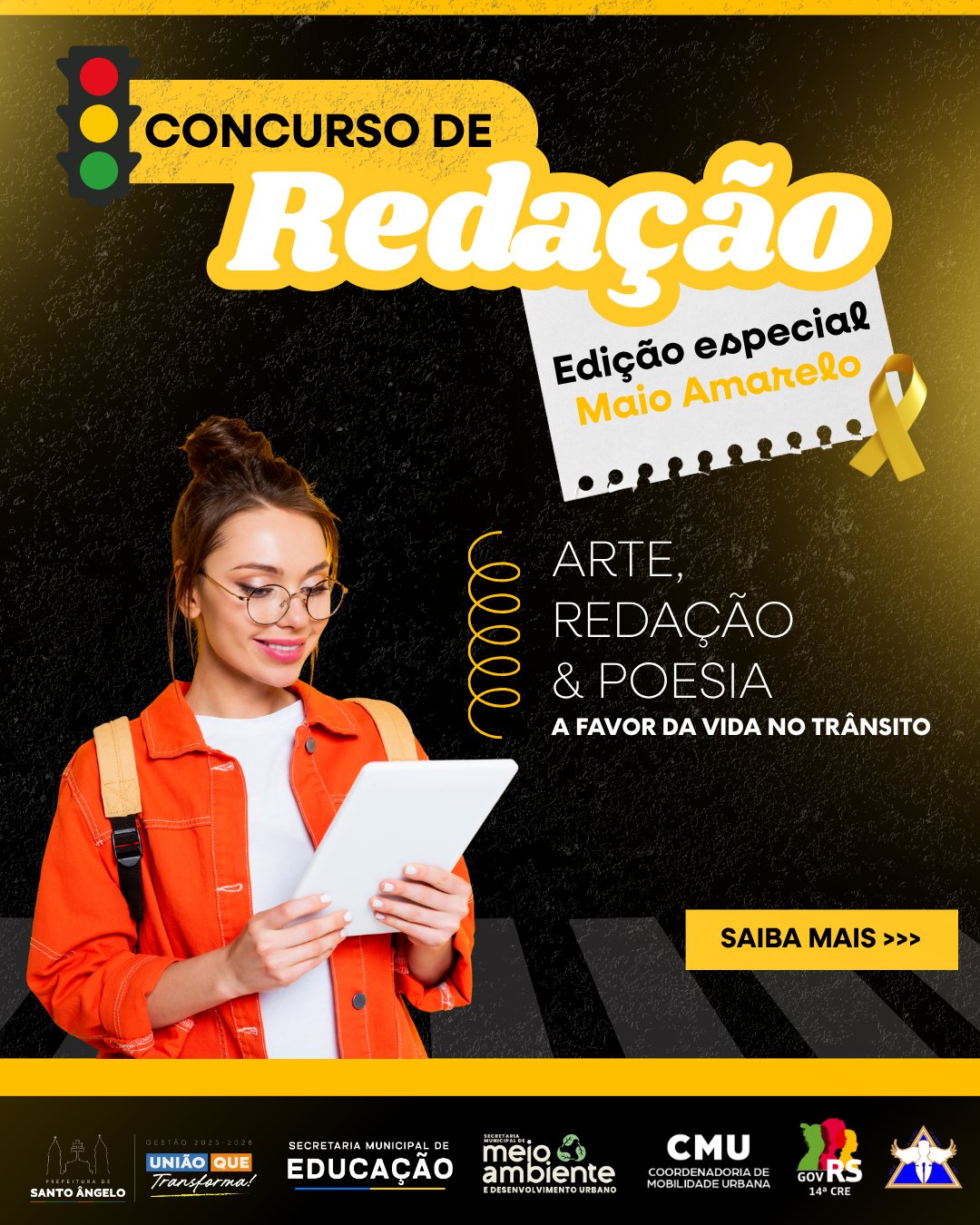 Santo Ângelo lança concurso de redação do Maio Amarelo 2026