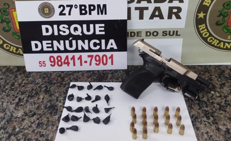 BM realiza prisão por tráfico de drogas e porte ilegal de arma de fogo