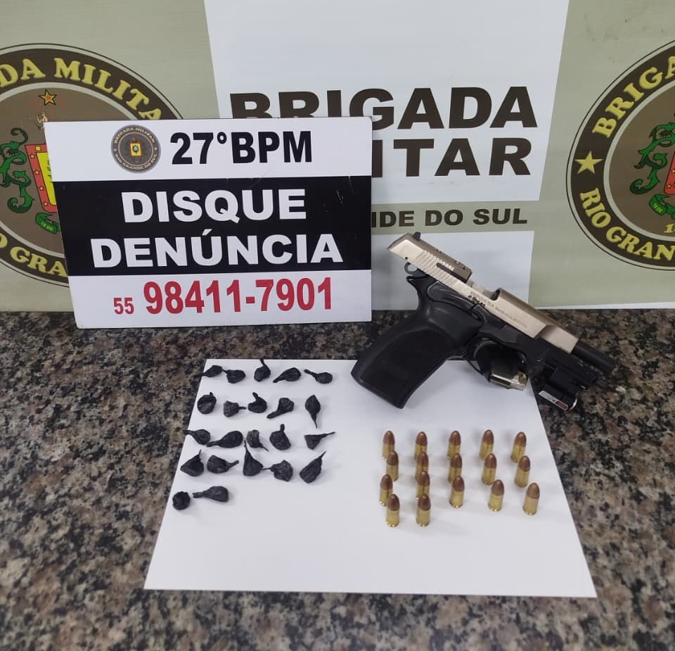 BM realiza prisão por tráfico de drogas e porte ilegal de arma de fogo