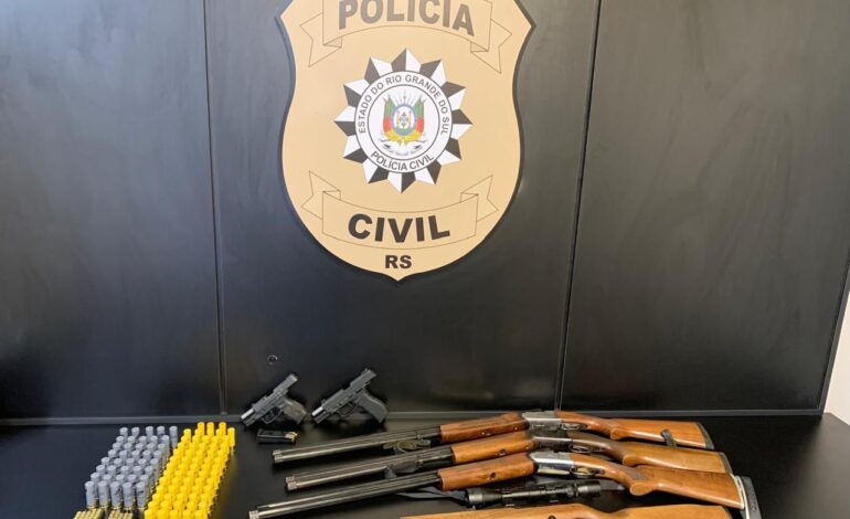 Polícia Civil apreende armas e munições após investigação de ameaças em São Pedro do Butiá
