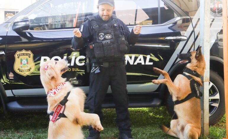 Cães da Polícia Penal são atração na Fenasoja dos 60 anos
