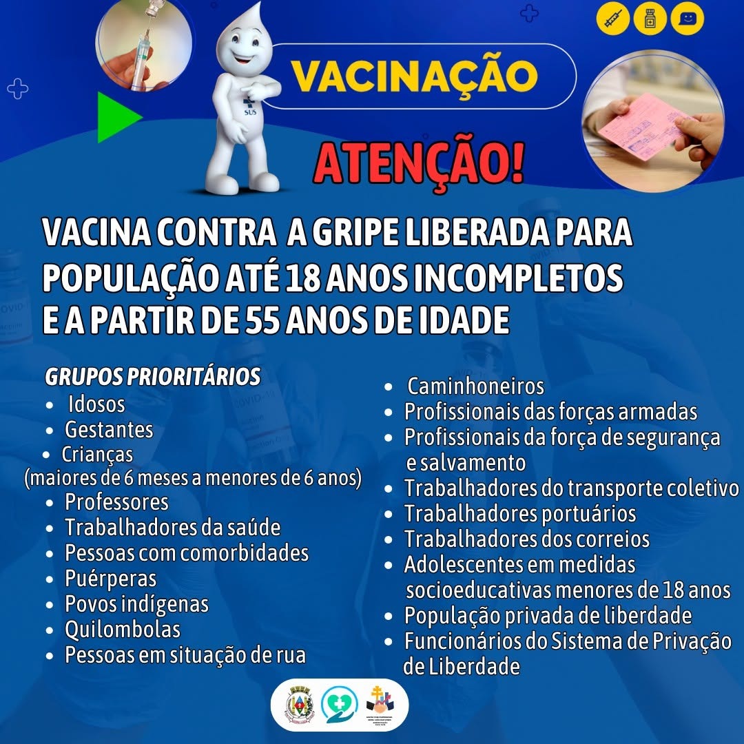 Vacinação contra a gripe é ampliada em Entre-Ijuís para pessoas de até 18 anos e acima de 55 anos