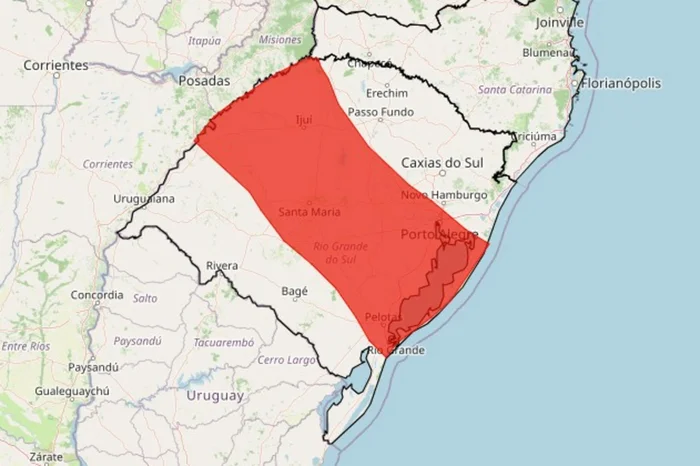 Inmet emite alerta vermelho de grande perigo para acumulado de chuva no RS