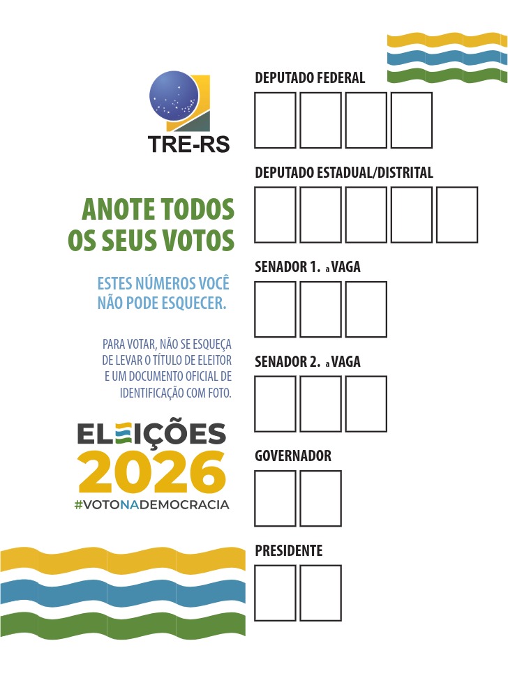 TRE-RS orienta eleitores a preparar ‘colinha’ para facilitar votação nas Eleições 2026