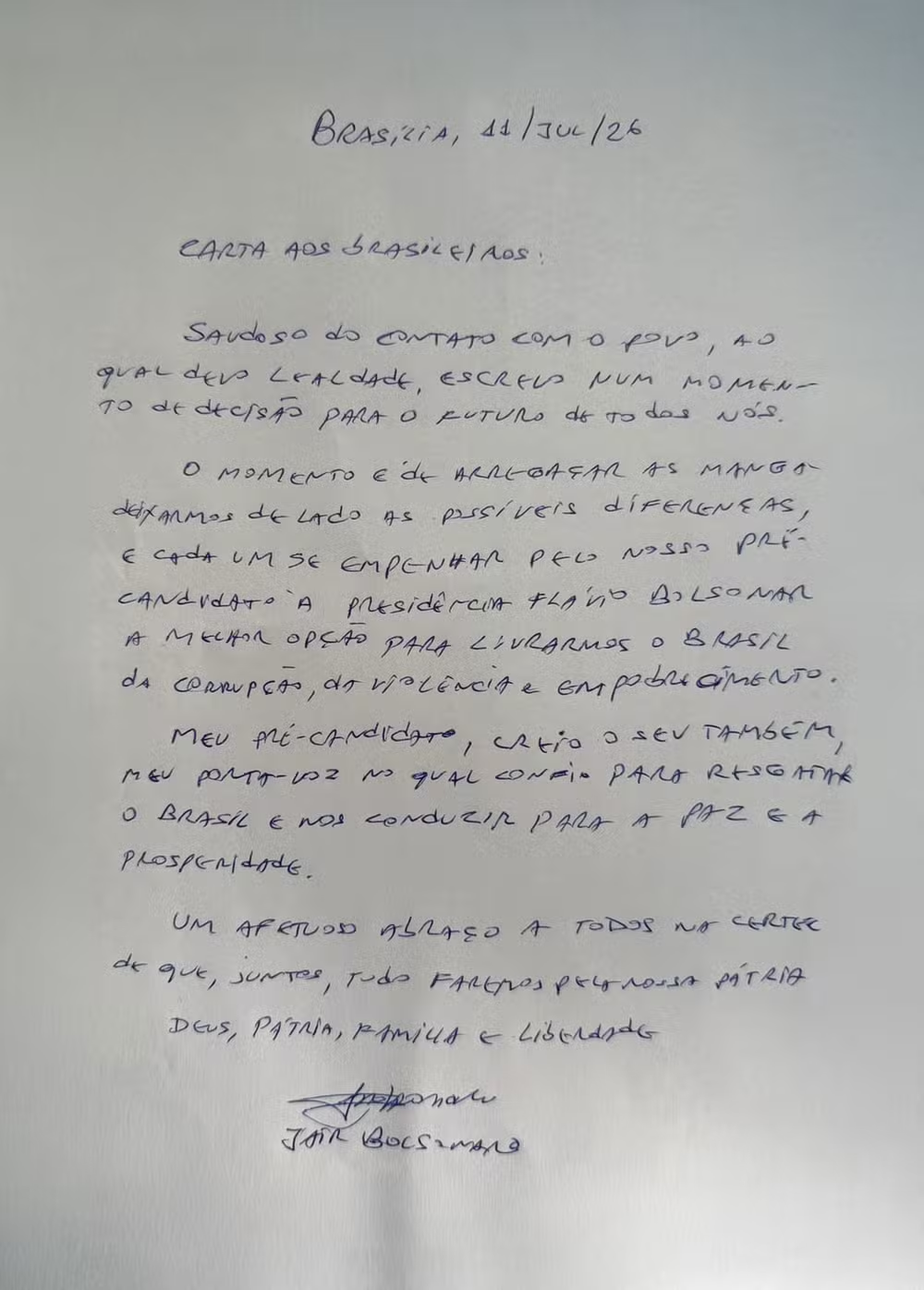 Defesa diz ao STF que Bolsonaro não sabia da divulgação de carta por Flávio