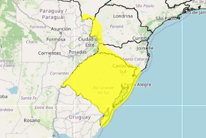 RS tem alerta amarelo para tempestade até terça-feira