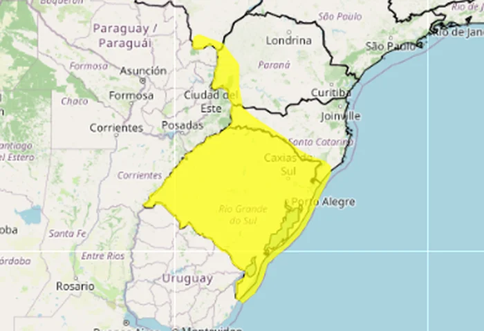 RS tem alerta amarelo para tempestade até terça-feira