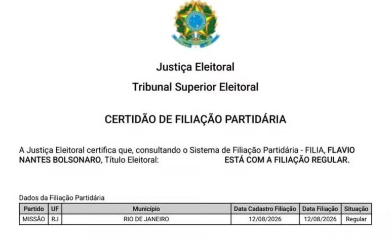 Nunes Marques restabelece filiação de Flávio ao PL e determina exclusão do vínculo com o Missão