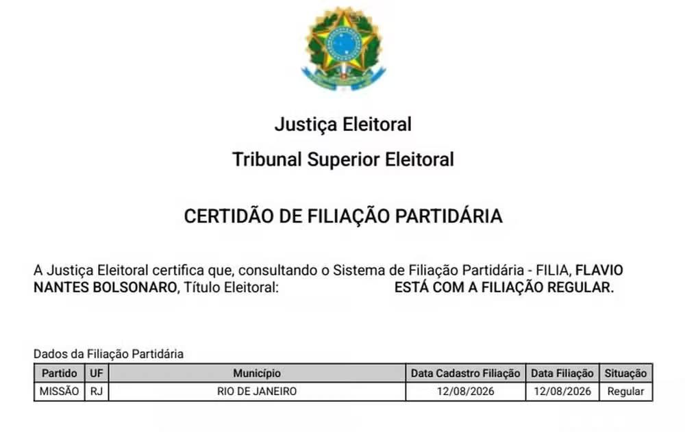 Nunes Marques restabelece filiação de Flávio ao PL e determina exclusão do vínculo com o Missão