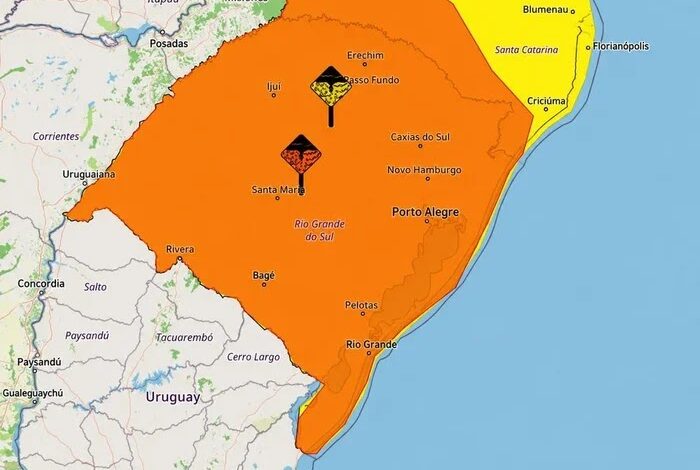 RS tem alerta para tempestade, chuva de até 100mm e ventania nesta sexta