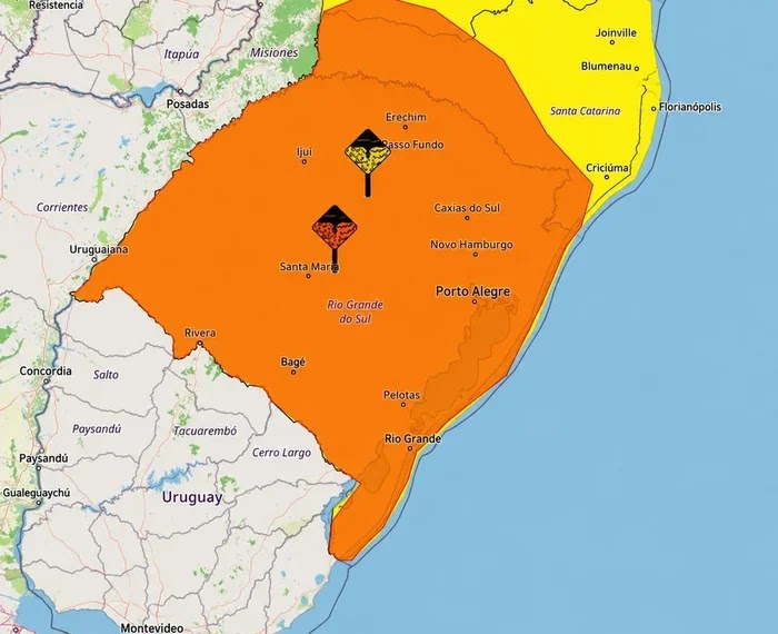 RS tem alerta para tempestade, chuva de até 100mm e ventania nesta sexta
