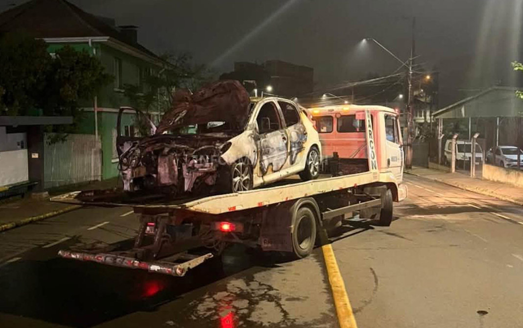 Mulher fica ferida e carro incendeia, após colisão em árvore, em Panambi