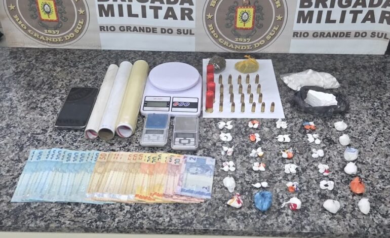 Homem é preso por tráfico de drogas e posse de munições de calibre restrito em Entre-Ijuís