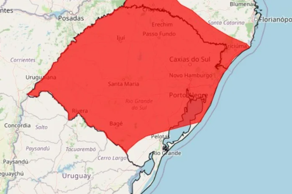 RS tem alerta vermelho para temporal nesta segunda-feira