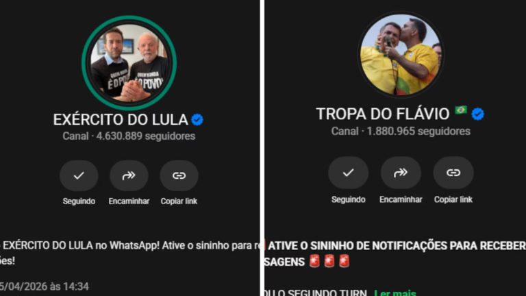 TSE discute suspensão dos canais ‘Exército do Lula’ e ‘Tropa do Flávio’ 48 horas antes do 2º turno