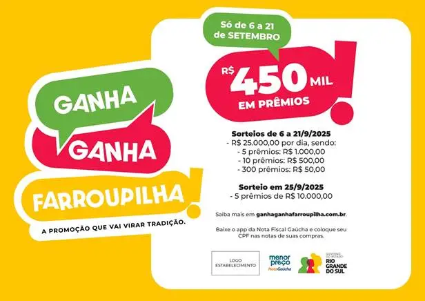 Campanha Ganha-Ganha Farroupilha acontece entre os dias 06 e 21 de setembro