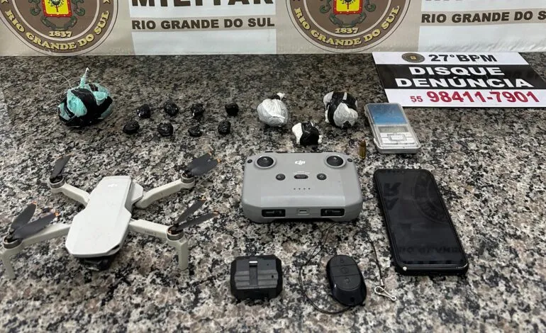 Brigada Militar prende suspeito por tráfico e apreende drone próximo ao Instituto Penal de Santo Ângelo