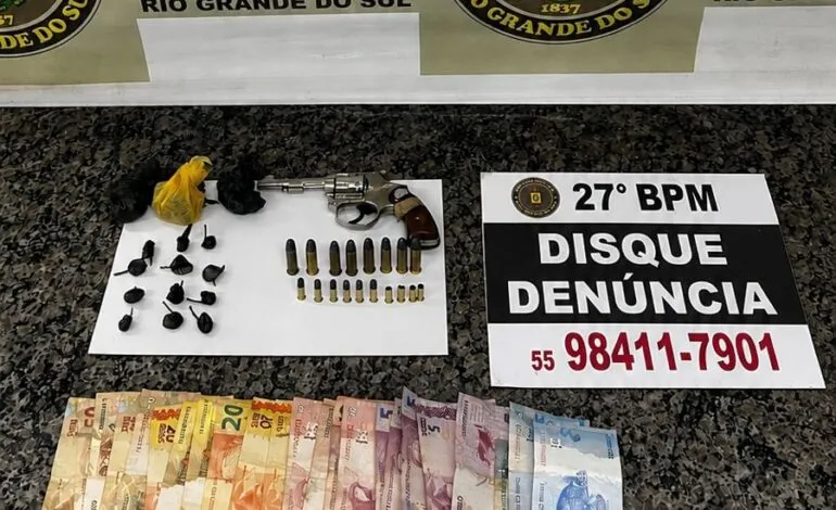 BM prende homem por tráfico de drogas e posse irregular de arma de fogo