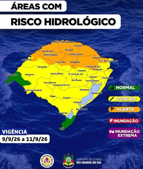 RS tem alerta para tempestades, granizo e ventos acima de 90 km/h nesta semana